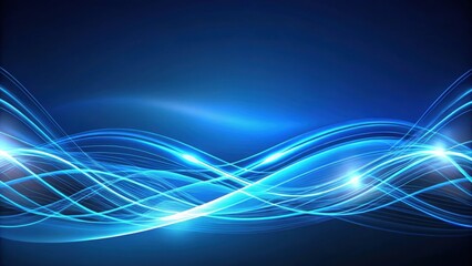 Naklejka premium Abstract modern wallpaper with glowing wavy lines on blue background, rendering, abstract