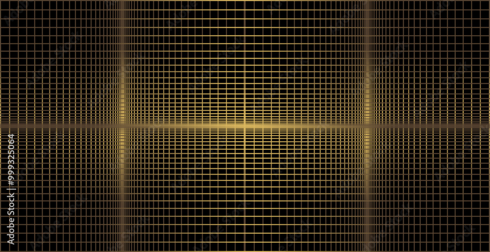 Poster composition of horizontal and vertical lines with brown and gold colors and a black background as in