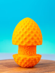 Close up of complex maze for storing gift on blue background