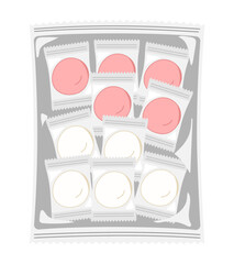 個包装した紅白餅のパックのイラスト