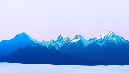 Fototapeta premium Snow-capped mountain range at dawn