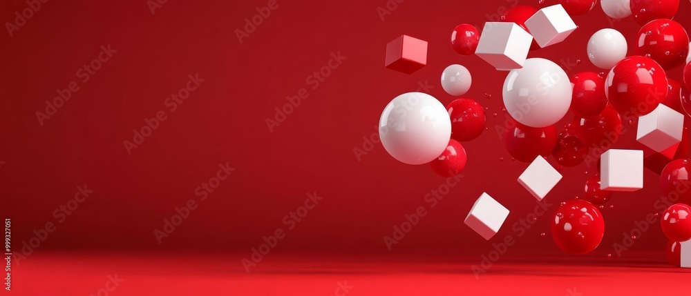 Aufkleber abstract 3d spheres and cubes in motion for dynamic animation projects and visual effects