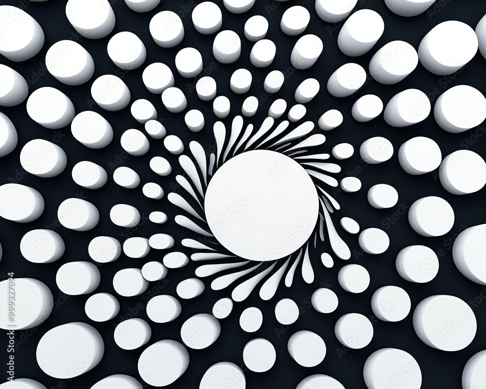Poster abstract 3d circles in spiral pattern for modern tech designs and creative backgrounds