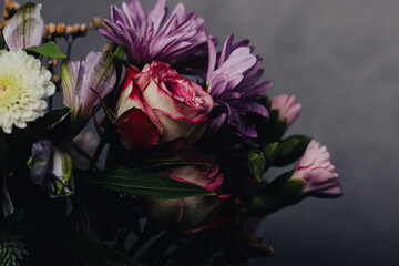 bouquet of flowers with gray background