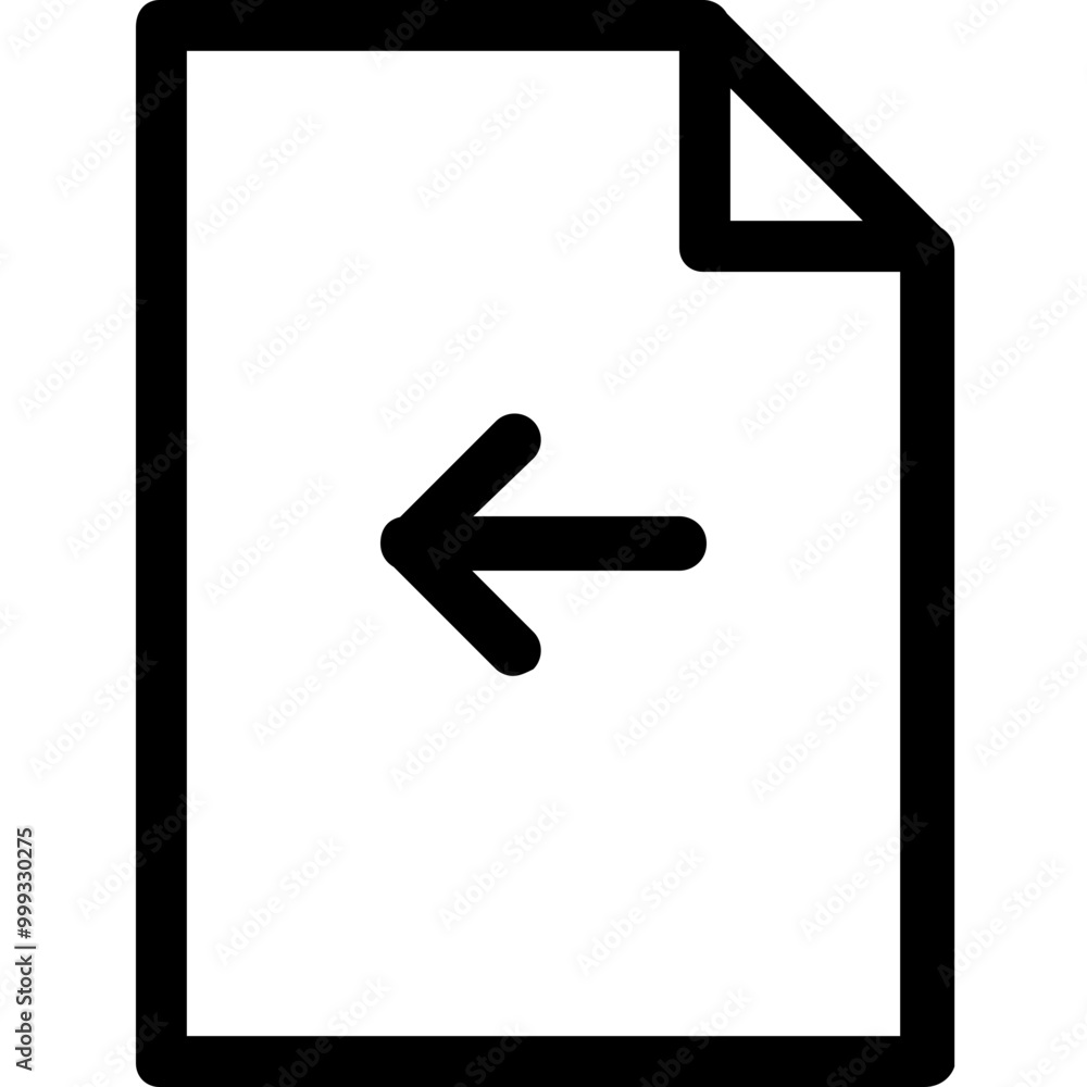 Aufkleber previous file icon outline style. simple document symbol vector illustration.