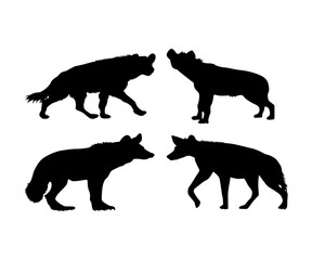 A set of hyena black silhouette