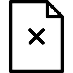 Delete File Icon Outline Style. Simple Document Symbol Vector Illustration.