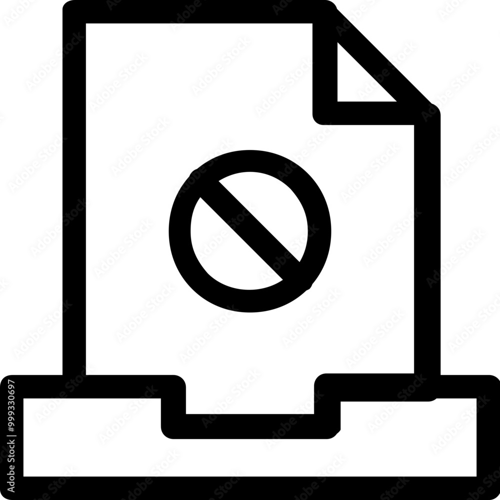 Poster banned inbox icon outline style. simple mailbox symbol vector illustration.