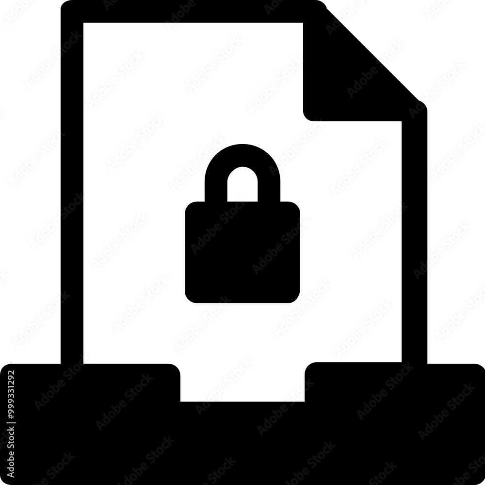 Poster document lock inbox simple solid icon