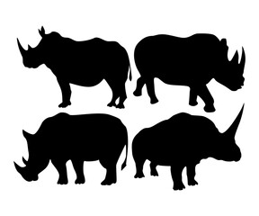 Rhinoceros Silhouette on white background.