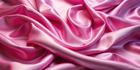 Fototapeta premium Close-up shot of pink satin fabric, showcasing its smooth texture, silky drapes, and subtle shine , pink, satin, fabric, texture