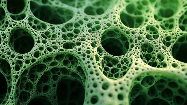 A close-up of a green fractal pattern with a honeycomb-like structure