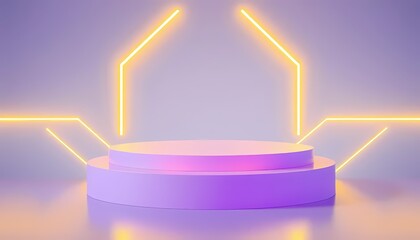 Elegant 3d podium with carpet on stage, for business