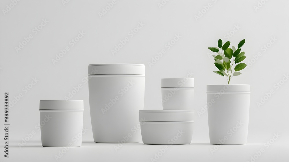 Poster eco friendly storage containers with snap on lids in minimalist design on clean white background