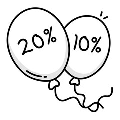 Festive sale icon in doodle style

