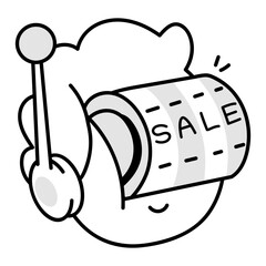 A doodle style icon of a sale 


