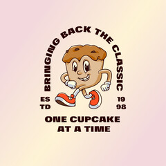 Retro Cupcake Mascot Design