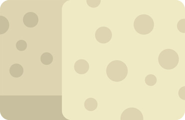 This vector illustration features a rectangular piece of swiss cheese with holes, perfect for any project that requires a simple and recognizable cheese graphic