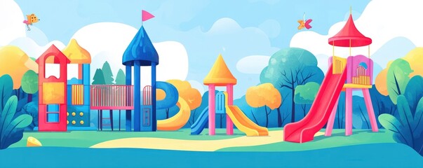 abstract playground design with a colorful cartoon color splash background.