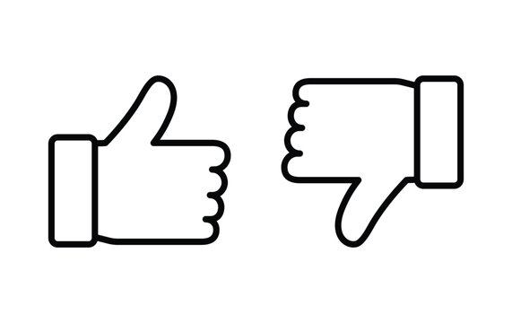 Like and dislike icons set. Thumbs up and thumbs down Vector 