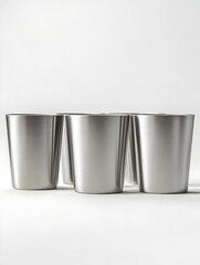 Elegant Stainless Steel Tumblers in Pristine White Setting Showcasing Refined Mid Century Modern Design