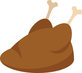 Whole roasted chicken is lying on a white background, perfect for any project needing a poultry illustration