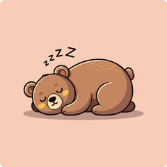 peaceful bear illustration, cute sleeping bear, adorable bear cartoon, kawaii sleeping bear, baby bear illustration, sleepy bear artwork, hibernating bear drawing, cozy bear cartoon, cute sleeping