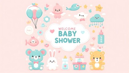 welcome baby shower new illustration 
