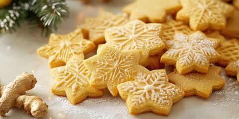 Golden Gingerbread Cookies in Star Shapes