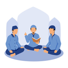 illustration of muslim public speech, muslim forum discussion