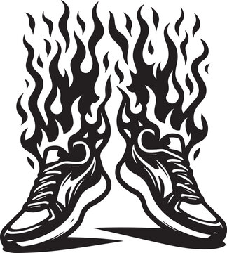recommend clip art: Fiery Running Shoes silhouette simple vector black and white