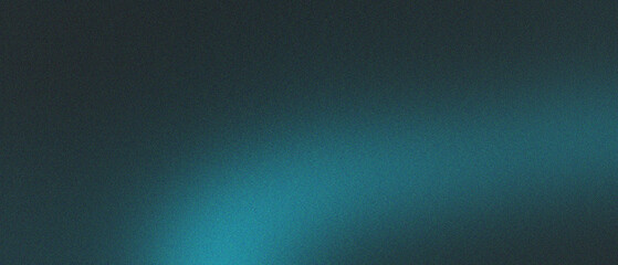 Teal blurred gradient on dark grainy background, glowing light spot, copy space