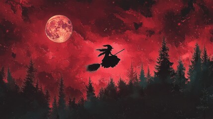 Witch Flying Through the Night