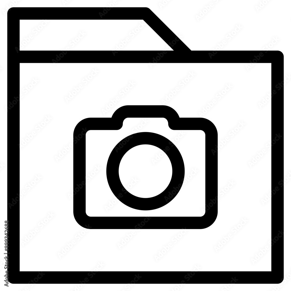 Poster camera folder icon outline style. simple organize symbol vector illustration.