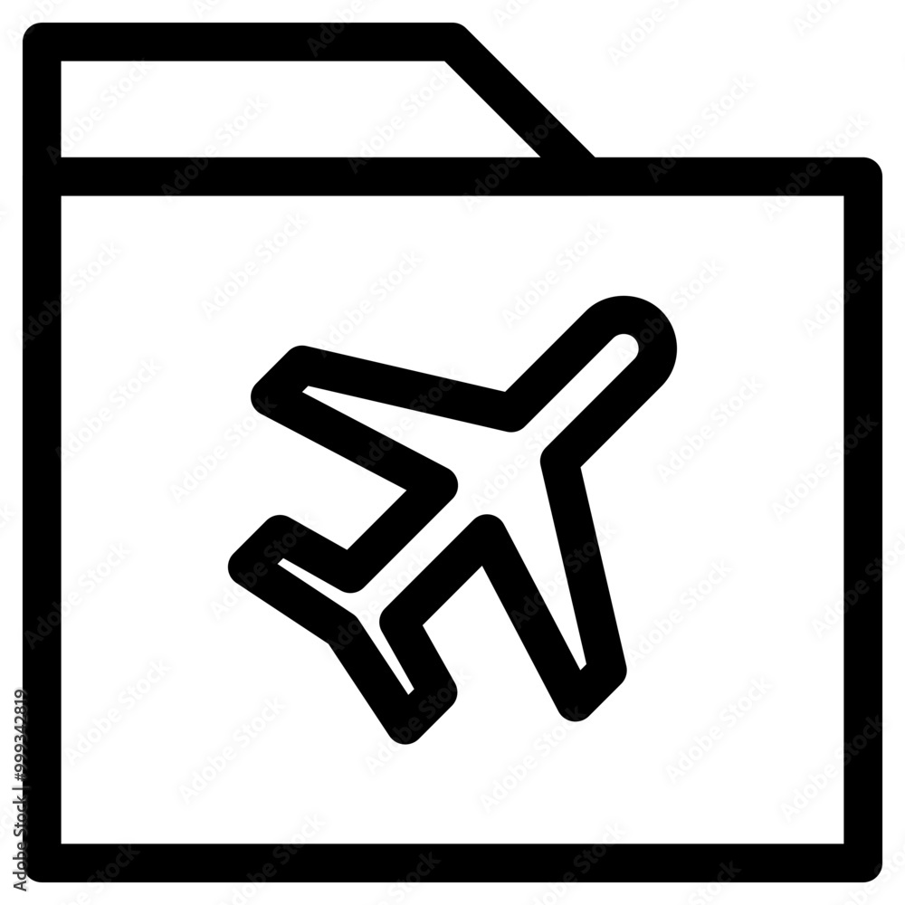 Poster plane folder icon outline style. simple organize symbol vector illustration.