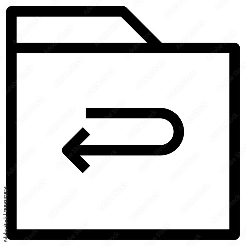 Poster turn left folder icon outline style. simple organize symbol vector illustration.
