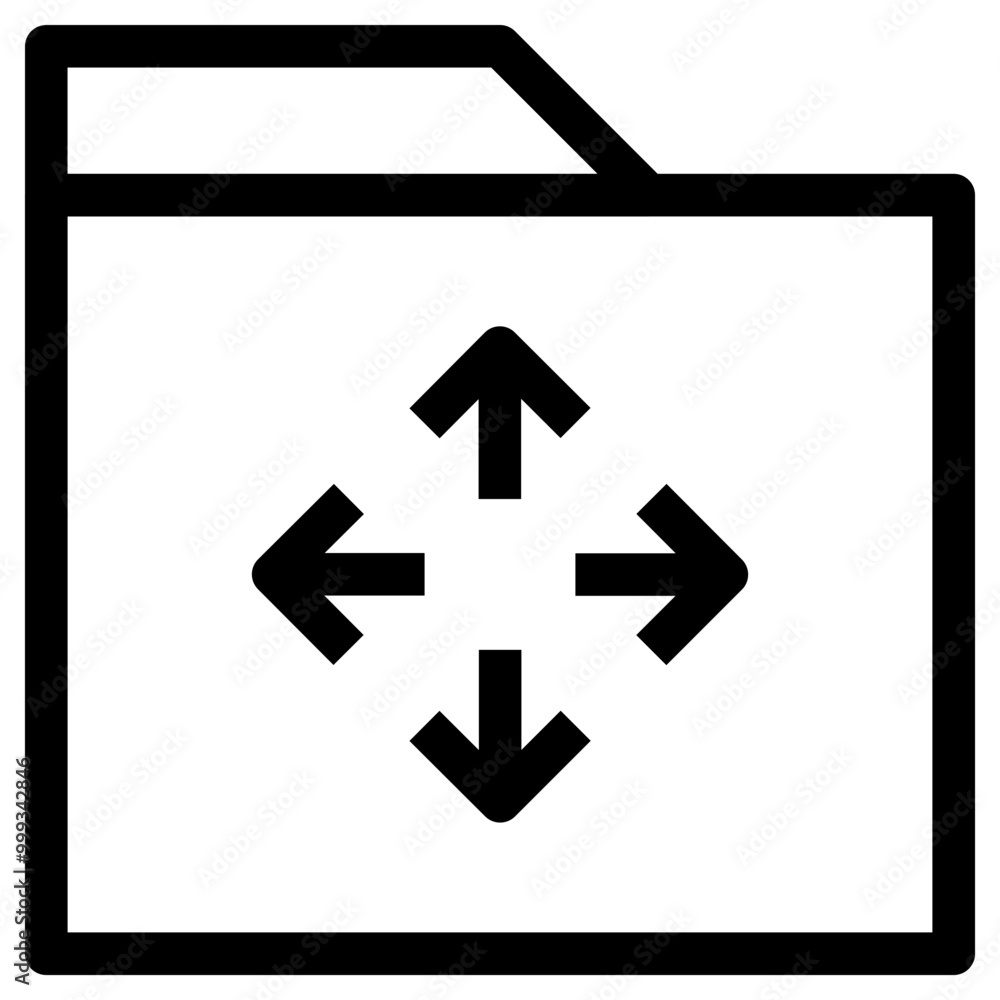 Poster move folder icon outline style. simple organize symbol vector illustration.