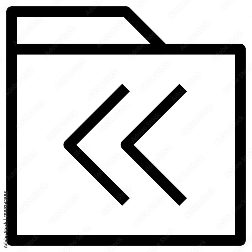 Poster backward folder icon outline style. simple organize symbol vector illustration.