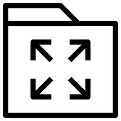 Fototapeta premium Expand Folder Icon Outline Style. Simple Organize Symbol Vector Illustration.