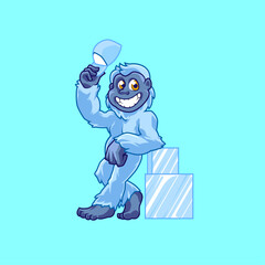 Yeti Ice Cube Mascot Cartoon