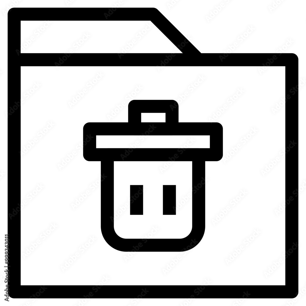 Poster trash folder icon outline style. simple organize symbol vector illustration.