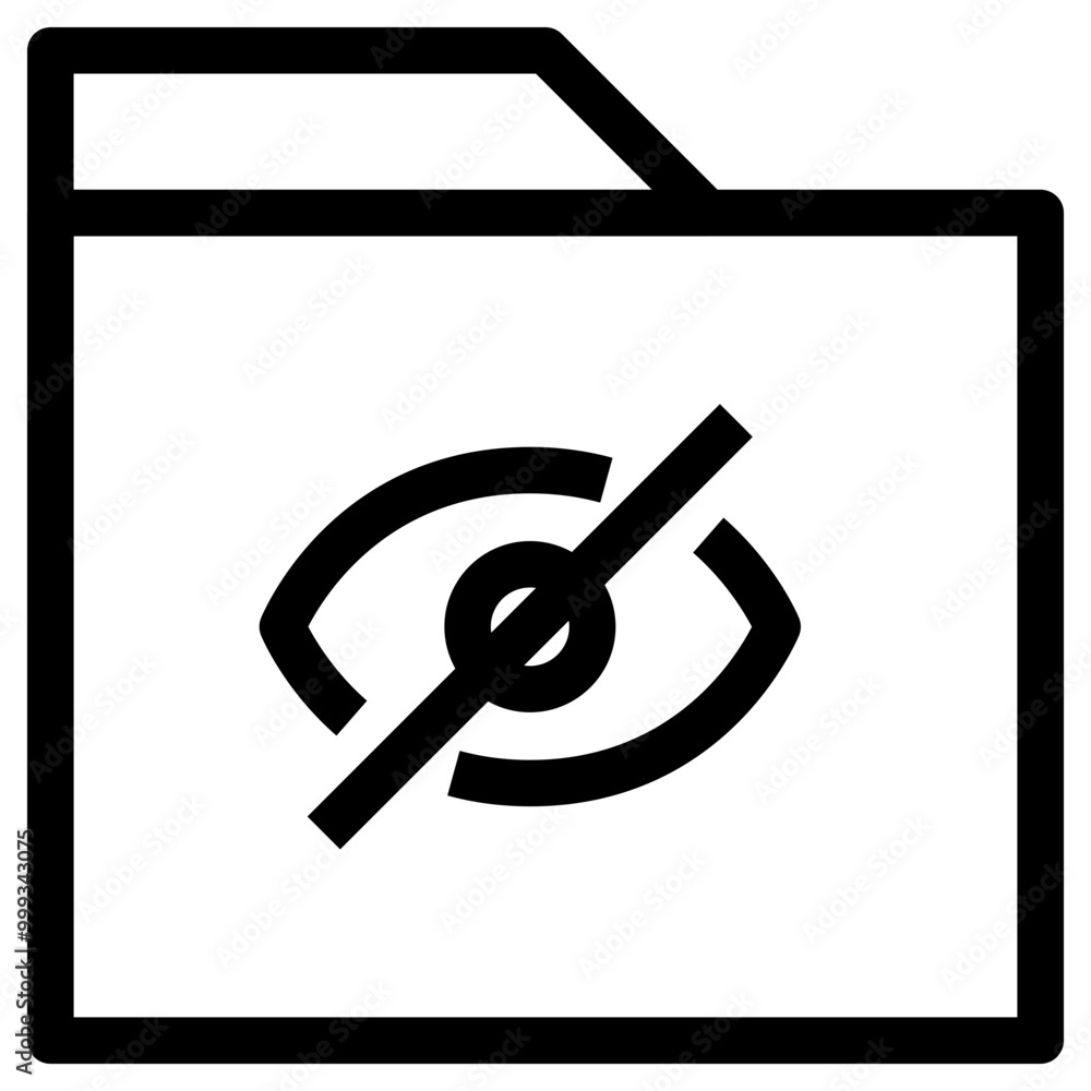 Poster hide folder icon outline style. simple organize symbol vector illustration.