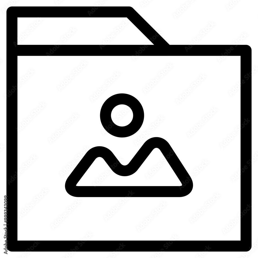 Poster image folder icon outline style. simple organize symbol vector illustration.