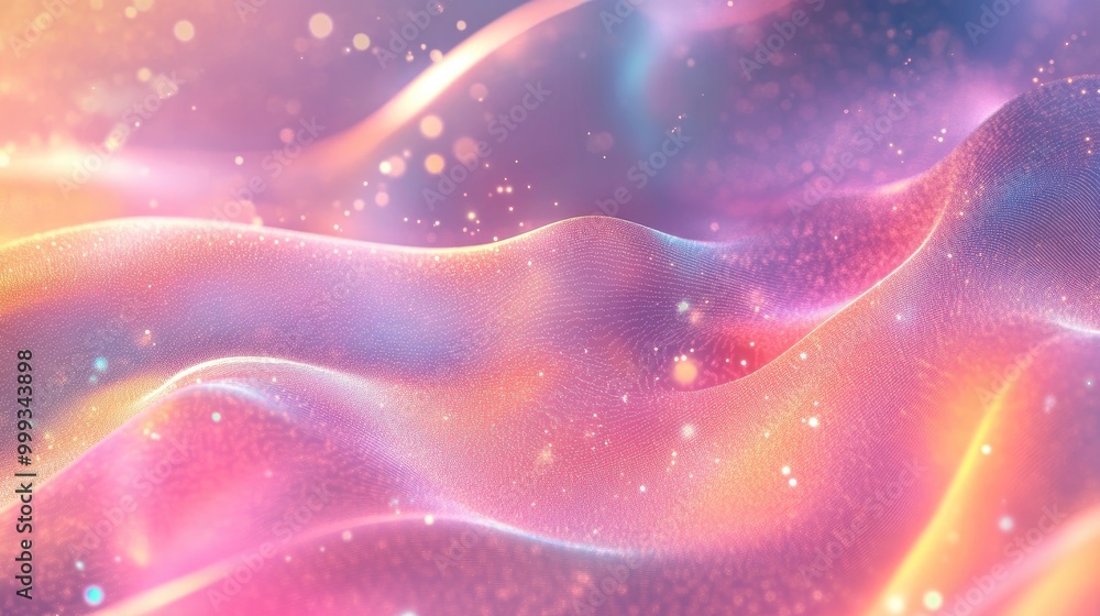 Aufkleber beautiful abstract background with soft flowing lines, pastel color gradients, and glowing particles