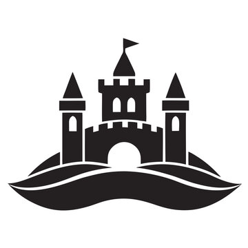 recommend clip art: Sand castle silhouette vector on a white background