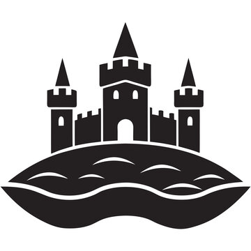 recommend clip art: Sand castle silhouette vector on a white background