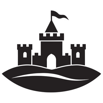 recommend clip art: Sand castle silhouette vector on a white background