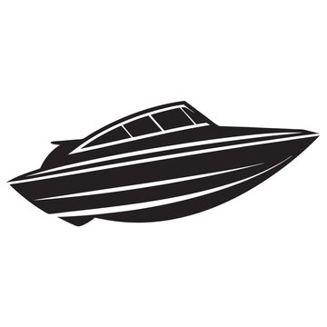 recommend clip art: Speed boat silhouette vector art illustration