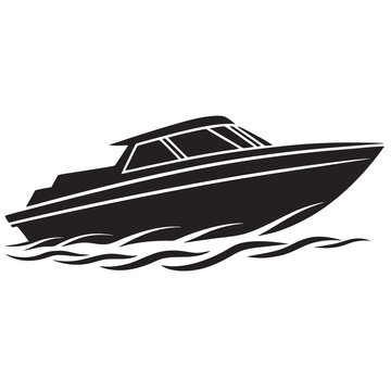 recommend clip art: Speed boat silhouette vector art illustration