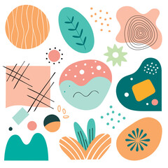 Abstract Spring themed seamless patterns featuring colorful 